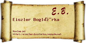 Eiszler Boglárka névjegykártya